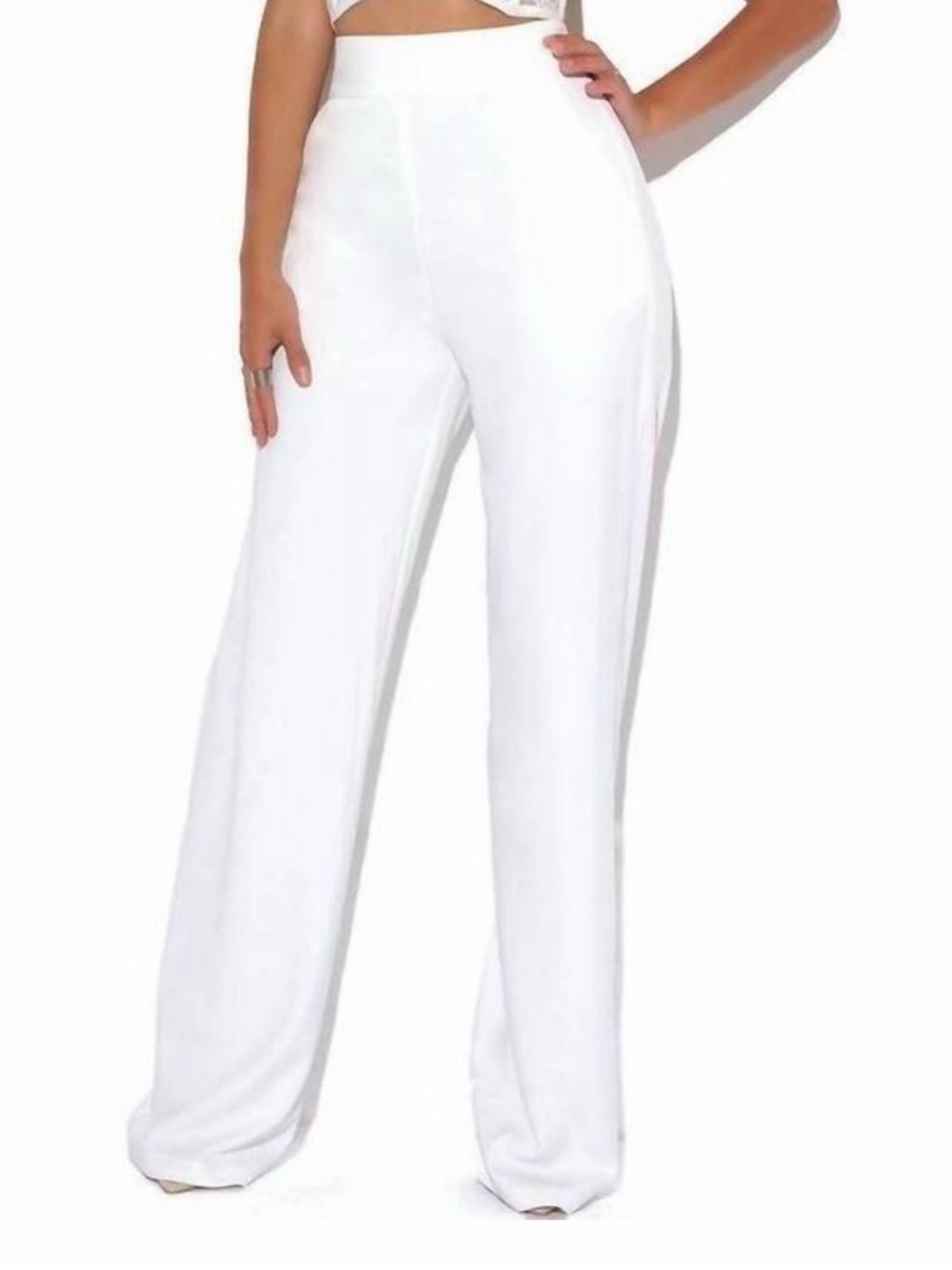 High-Rise Wide-Leg Pants in White